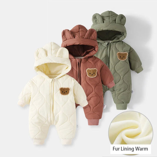 Cozy Fur Lined Baby Romper for Warm Winter Adventures