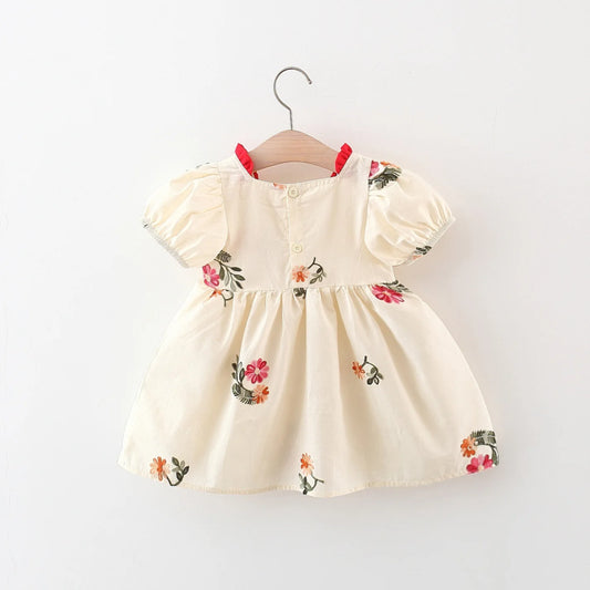 Adorable Summer Girl's Dress with Cute Bubble Sleeves